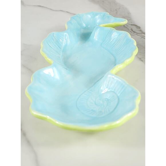 Seahorse Shaped Tray Kate Williams Turquoise 10" Ceramic Glazed 90s Vintage - Picture 4 of 15